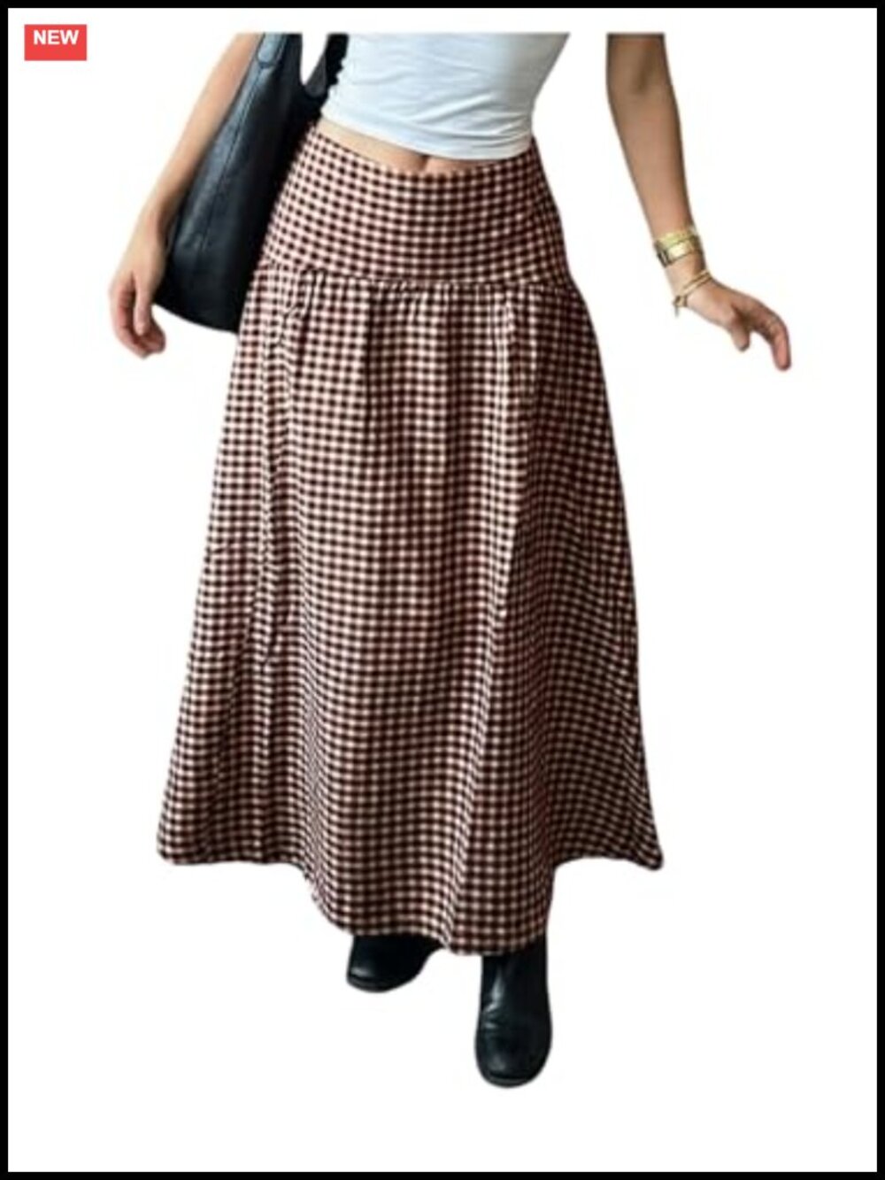 Gingham Plaid Maxi Skirt High Waisted Drop Waist Y2k Fall